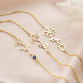 Custom birth flower bracelet Silver Plated