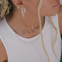 Tiny Letter Necklace Silver Plated