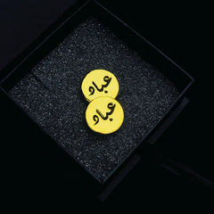 Translucent Urdu Name Cufflinks Gold Plated
