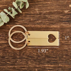 2Pcs Heart Keychain Gold Plated
