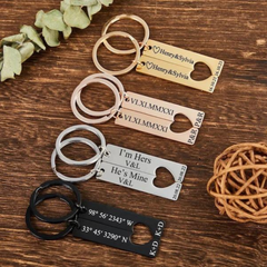 2Pcs Heart Keychain Silver Plated