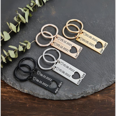 2Pcs Heart Keychain Silver Plated