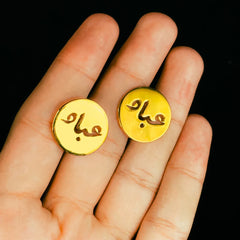 Translucent Urdu Name Cufflinks Gold Plated