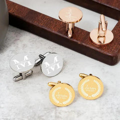 Unique Design Engraved Cufflinks Gold Plated