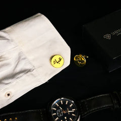 Translucent Urdu Name Cufflinks Gold Plated