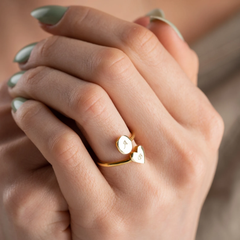 Adjustable Custom Duo Ring Silver Plated