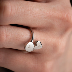 Adjustable Custom Duo Ring Silver Plated