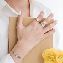 Elegant Letter Ring- Adjustable Silver Plated