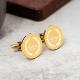 Unique Design Engraved Cufflinks Gold Plated