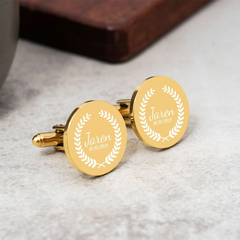 Unique Design Engraved Cufflinks Gold Plated