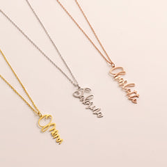 Vertical Style Name Necklace Gold Plated Plated