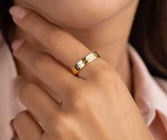 Coordinate Engraved Ring Gold Plated