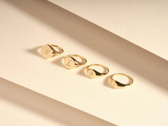 Custom Round Signet Ring Silver Plated