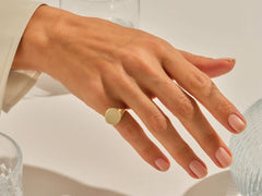 Custom Round Signet Ring Silver Plated