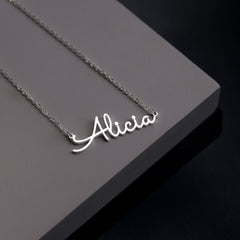 Unique Minimalist Name Necklace Silver Plated