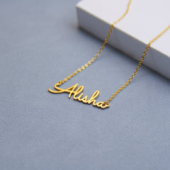 Unique Minimalist Name Necklace Silver Plated