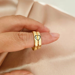 Elegant Couple Rings with Engraving Gold Plated