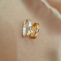 Elegant Couple Rings with Engraving Silver Plated