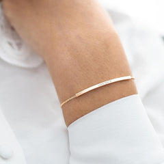 Curved Skinny Bar Personalised Message Slider Bracelet Siver