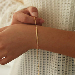 Curved Skinny Bar Personalised Message Slider Bracelet Siver