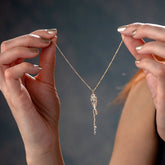 Floral Vertical Name Necklace Gold Plated