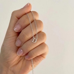 Tiny Letter Necklace Silver Plated