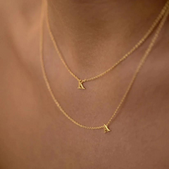 Tiny Letter Necklace Silver Plated