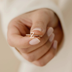 Elegant Letter Ring- Adjustable Silver Plated