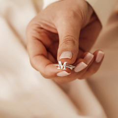 Elegant Letter Ring- Adjustable Silver Plated