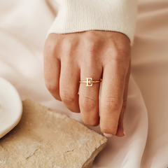 Elegant Letter Ring- Adjustable Silver Plated
