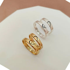 Elegant Couple Rings with Engraving Silver Plated