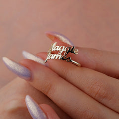 Two Name Ring  Silver Plated