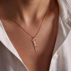 Vertical Style Name Necklace Silver Plated Plated